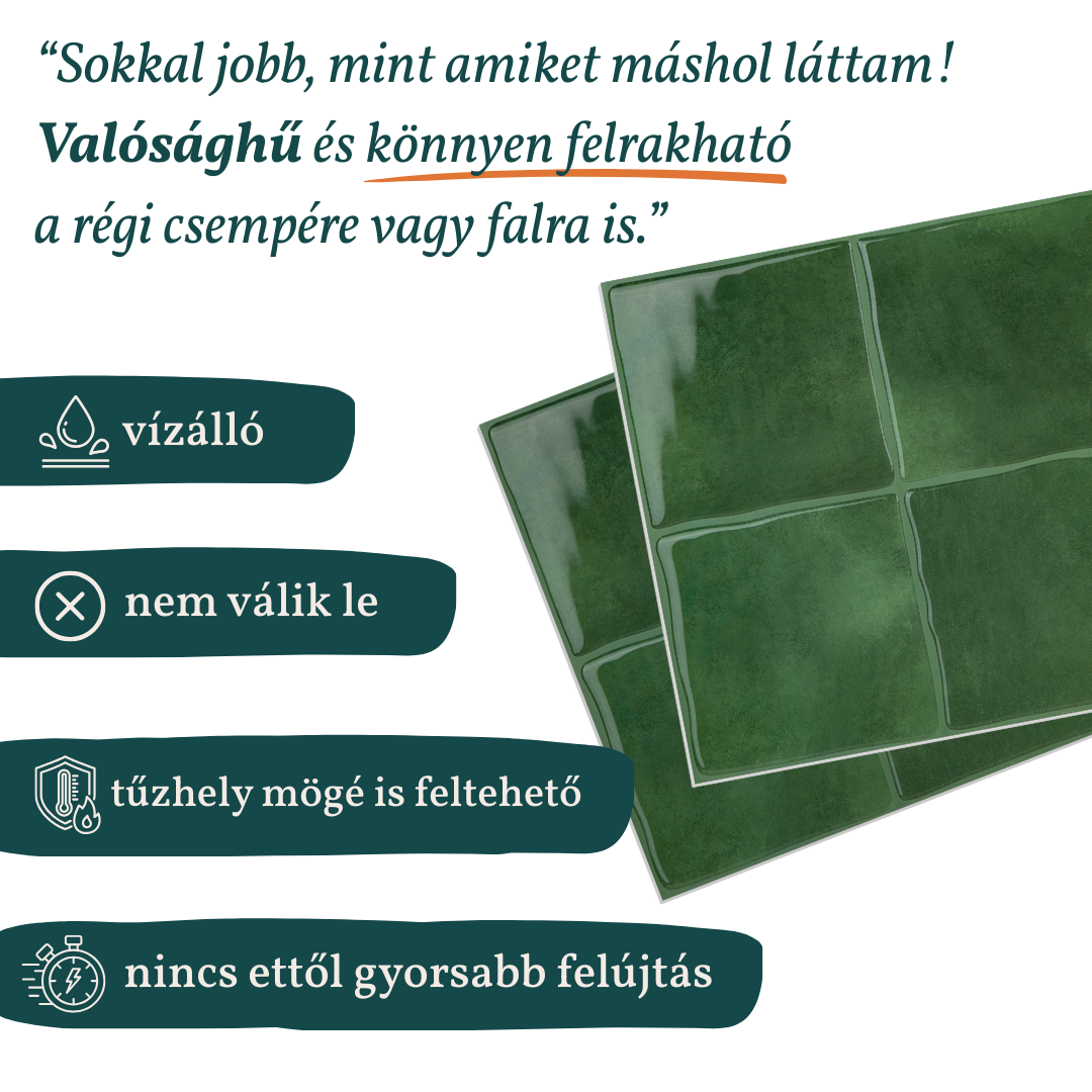 Stick&Done Falburkolat Madrid Green - 10db - 23x23cm